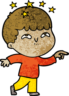 çizgi film bir insan tarafından çizilmiş hayret verici çocuk.