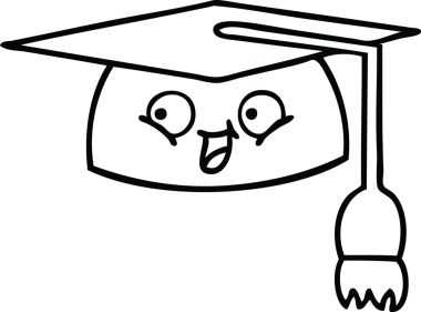 Mezuniyet şapkası çizimi bir insan tarafından çizilmiş.