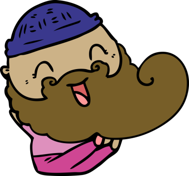 Bir insan tarafından çizilmiş mutlu sakallı adam.