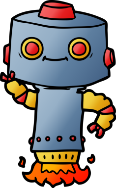 Bir insan tarafından çizilmiş çizgi film robotu