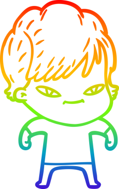 gökkuşağı gradyan çizimi bir insan tarafından çizilmiş mutlu bir kadın çizgi