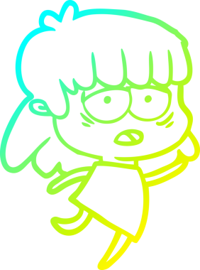 Bir insan tarafından çizilmiş, karikatür çizen yorgun bir kadın.