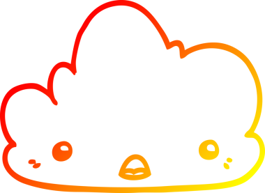 Bir insan tarafından çizilmiş sevimli bir karikatür bulutunun sıcak gradyan çizimi