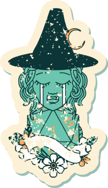 Retro Dövme Tarzı Ağlayan Ork Cadısı Bir insan tarafından çizilmiş doğal bir D20 rulo