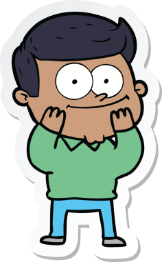 Bir insan tarafından çizilmiş mutlu bir adamın çıkartması.