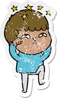 Bir çizgi filmin sıkıntılı çıkartması Bir insan tarafından çizilmiş hayret verici bir çocuk