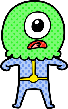 Çizgi film Tepegöz uzaylı uzay adamı bir insan tarafından çizildi.