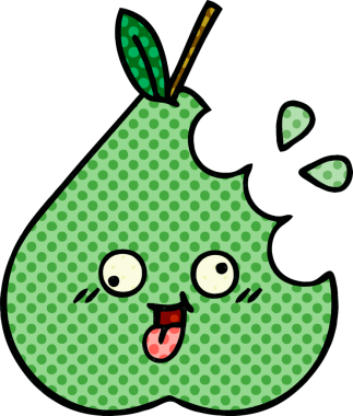 bir insan tarafından çizilmiş yeşil bir armut çizgi romanı