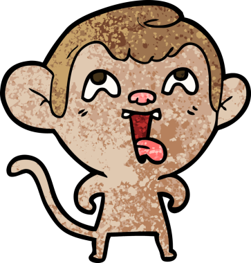 Bir insan tarafından çizilmiş çılgın çizgi film maymunu