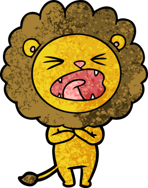 Bir insan tarafından çizilmiş çizgi film aslanı.