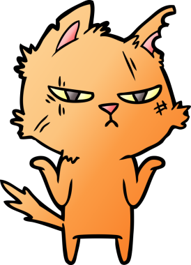 Bir insan tarafından çizilmiş sert çizgi film kedisi.