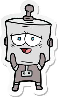 Bir insan tarafından çizilmiş robot karikatür çıkartması.