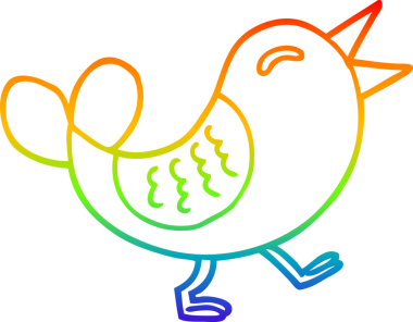 gökkuşağı gradyan çizgi çizimi bir insan tarafından çizilmiş mavi kuş