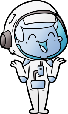 Bir insan tarafından çizilmiş mutlu astronot çizgi filmi.