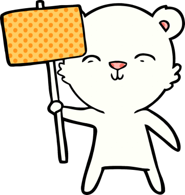 Bir insan tarafından çizilmiş protesto tabelalı kutup ayısı.