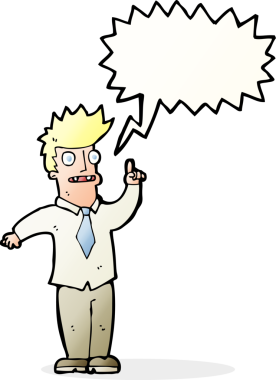 Bir insan tarafından çizilmiş konuşma baloncuğu fikri olan bir çizgi film adamı.