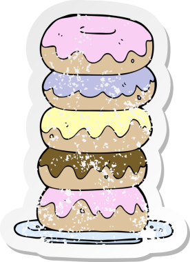 Bir insan tarafından çizilmiş bir tabak çöreğin gerilimli yapıştırması.