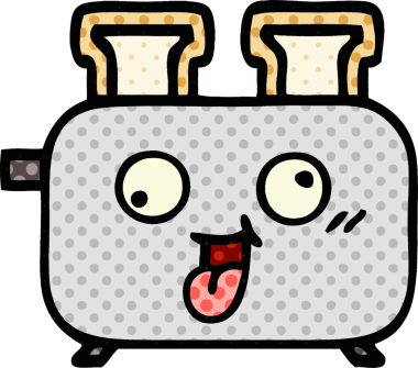 Bir insan tarafından çizilmiş bir ekmek kızartma makinesinin çizgi filmi.