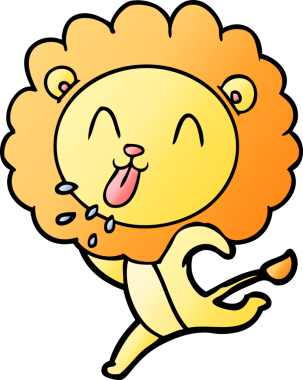 Bir insan tarafından çizilmiş mutlu çizgi film aslanı.