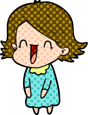 Bir insan tarafından çizilmiş mutlu bir kadın.