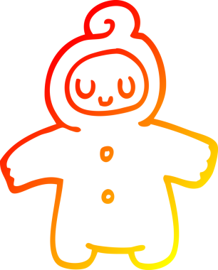 Bir insan tarafından çizilmiş insan bebeğinin sıcak çizgi çizimi