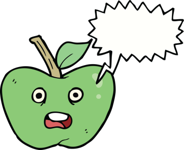 bir insan tarafından çizilmiş konuşma balonlu çizgi film elması