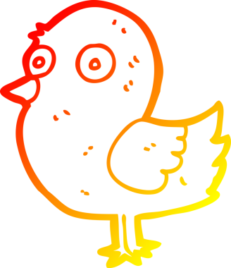 Bir insan tarafından çizilmiş çizgi film kuşunun sıcak gradyan çizimi