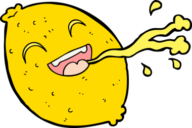 Bir insan tarafından çizilmiş limon fışkırtan çizgi film.