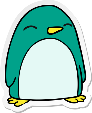 Bir insan tarafından çizilmiş sevimli bir penguenin el çizimi karikatürü.