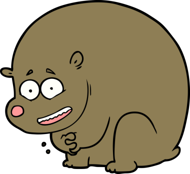 Bir insan tarafından çizilmiş çizgi film ayısı.