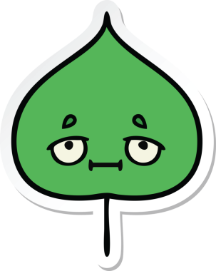 Bir insan tarafından çizilmiş sevimli bir çizgi film yaprağının çıkartması.