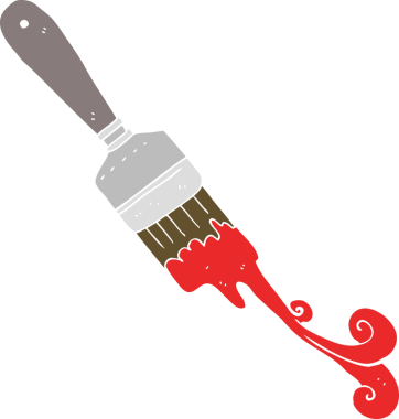 Bir insan tarafından çizilen boya fırçasının düz renk çizimi