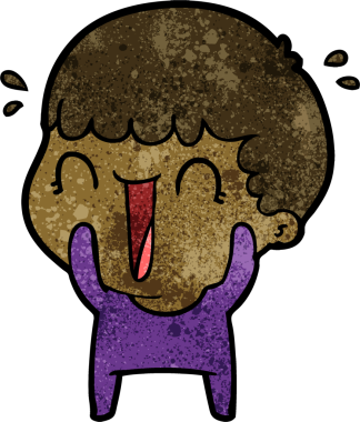 Bir insan tarafından çizilmiş gülen karikatür adam.