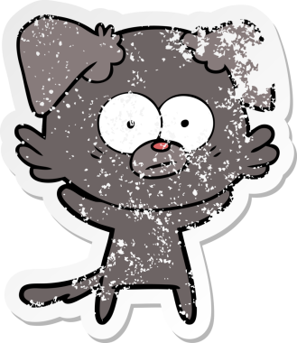 Bir insan tarafından çizilmiş sinirli bir köpek karikatürü.