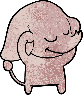 Bir insan tarafından çizilmiş gülümseyen bir fil.