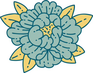 Bir insan tarafından çizilen çiçek ikonik dövme şekli