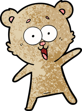 Bir insan tarafından çizilmiş gülen oyuncak ayı çizgi filmi.