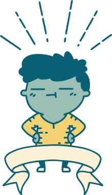 Bir insan tarafından çizilmiş dövmeli mutlu bir adam.