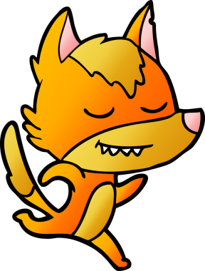 Bir insan tarafından çizilmiş tilki çizgi film karakteri