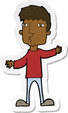 Bir insan tarafından çizilmiş garip bir adamın çıkartması.