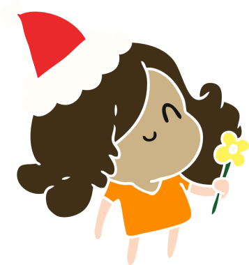 Bir insan tarafından çizilmiş Kawai kızının el çizimi Noel karikatürü.