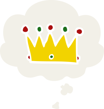 Düşünce baloncuklu karikatür tacı insan tarafından çizilmiş.