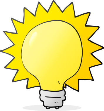 Bir insan tarafından çizilmiş serbest çizim çizgi film ampulü