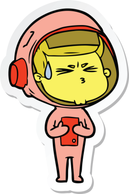 Bir insan tarafından çizilmiş astronotun çizdiği bir çizgi film çıkartması.