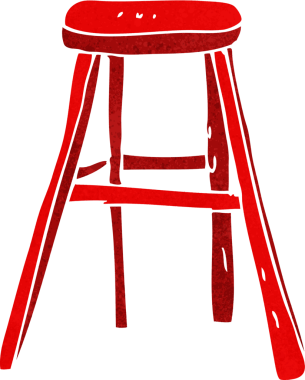 Bir insan tarafından çizilmiş ahşap tabure.