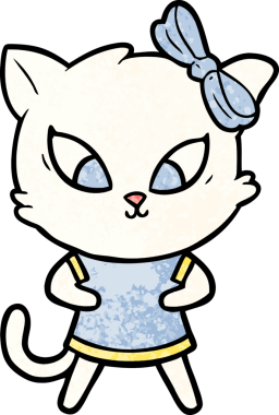 Bir insan tarafından çizilmiş çizgi film kedisi.