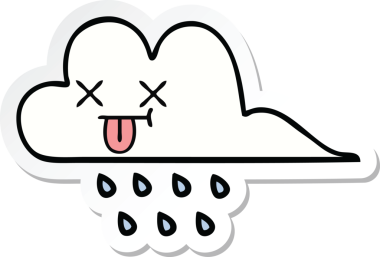 Bir insan tarafından çizilmiş şirin bir yağmur bulutunun çıkartması.