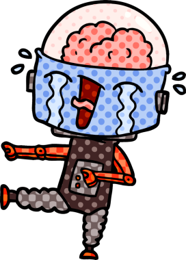 Bir insan tarafından çizilmiş ağlayan robot çizimi.