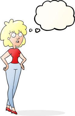 Serbest çizim düşünce balonu karikatürü bir insan tarafından çizilen kadını şaşırttı