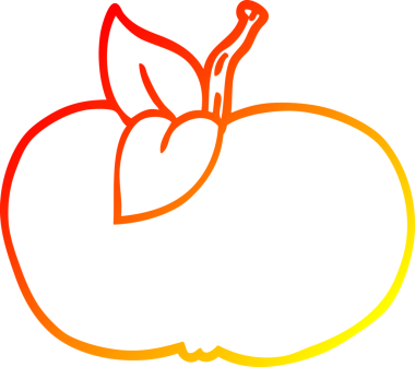 Bir insan tarafından çizilmiş sulu bir elmanın sıcak çizgi çizimi